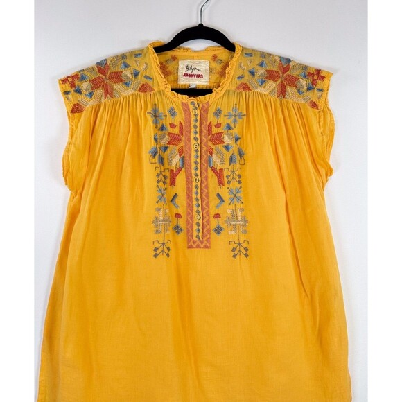Johnny Was Womens Top Yellow Biya Haddie Embroidered Short Sleeve Blouse Small - Picture 7 of 11